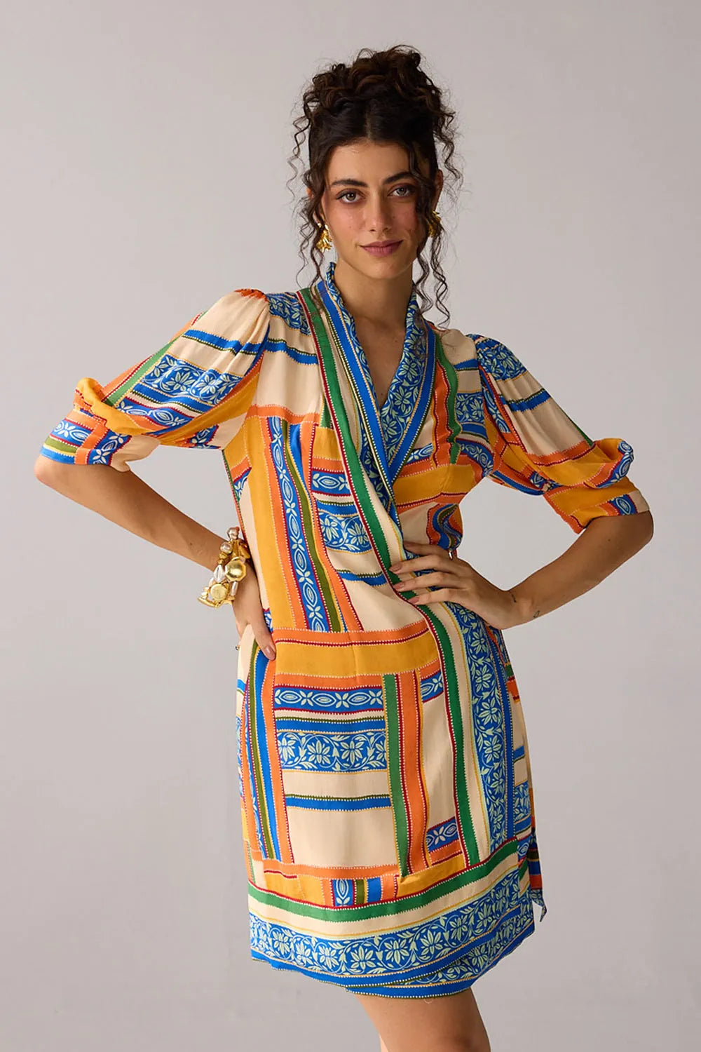 Rosie Wrap Dress women's wrap-style dress featuring a flattering waist-defining design and feminine silhouette, styled for summer brunches, resort vacations, garden parties and daytime celebrations.
