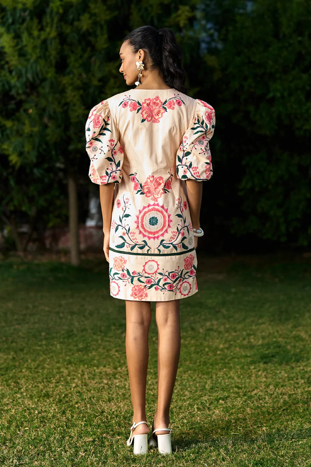 Saanvi Dress women's statement dress featuring a feminine silhouette and contemporary design details, styled for summer brunches, resort holidays, daytime gatherings and special occasions.