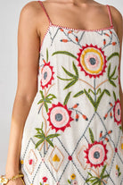 Siena Embroidered Dress women's statement dress featuring intricate embroidery, decorative detailing and a feminine silhouette, styled for summer celebrations, resort outings, festive gatherings and special occasions.