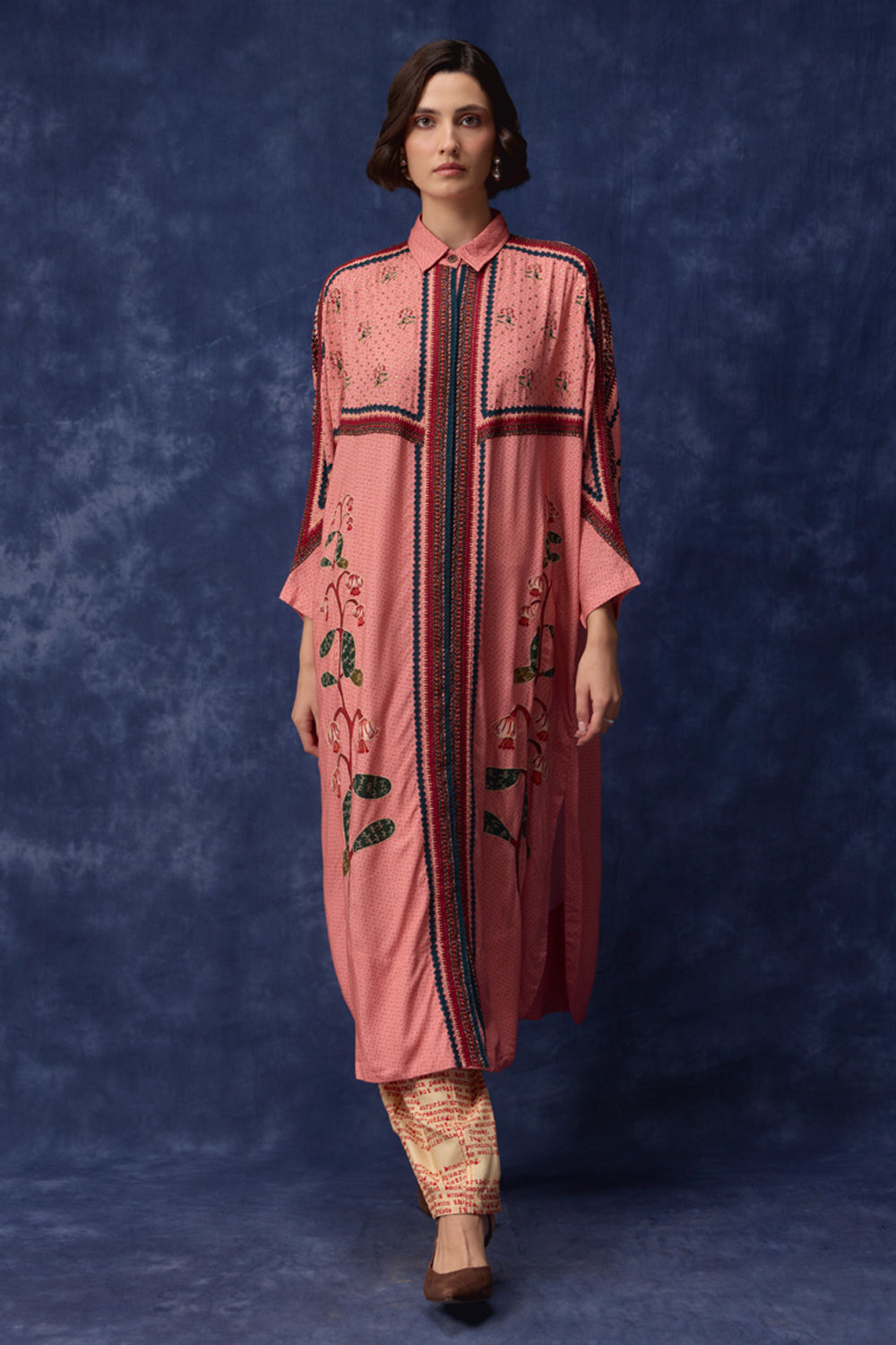 Yuna Embroidered Shirt With Pants women's co-ord set featuring a shirt with decorative embroidery and matching pants, combining a relaxed silhouette with intricate detailing, styled for summer holidays, resort outings, brunches and elevated casual occasions.