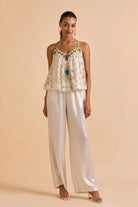 Zita Beaded Blouse women's statement blouse featuring intricate bead embellishments and a refined silhouette, designed to elevate coordinated outfits, styled for festive gatherings, resort dinners, cocktail parties and special occasions.